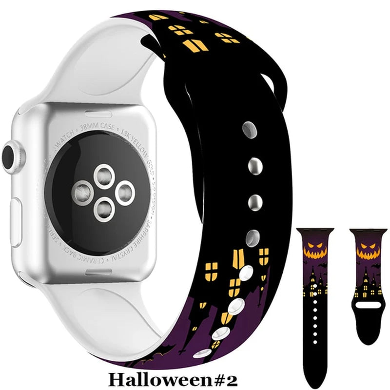 Halloween Strap for Apple Watch Band 45Mm 41Mm 44Mm 40Mm Silicone New Special Printed for Iwatch 38Mm 42Mm Iwatch 7 6 SE 5 4 3 2