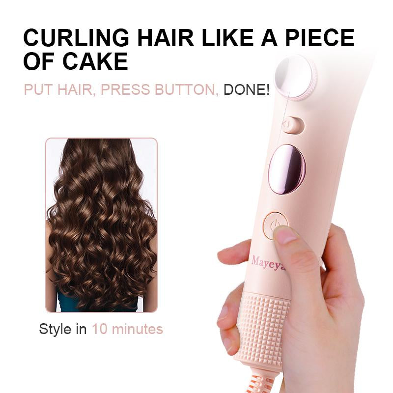 Mayeya Automatic Curling & Straightening Iron - Pink Multifunctional Styler with Dual Swivel & Anti-Iron Feature - Heat Free Styler for Natural Waves - Travel Friendly Lazy Curling Tool