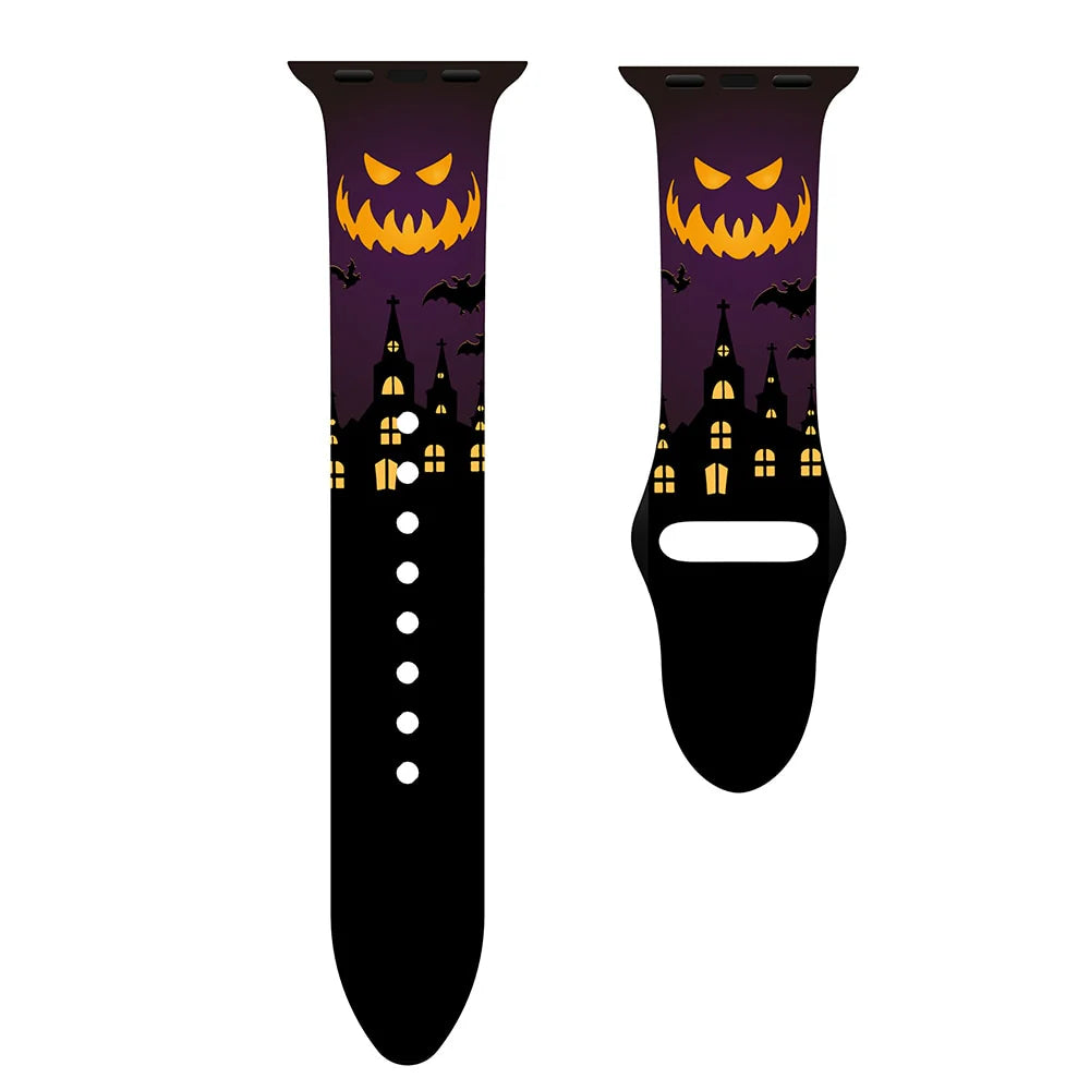 Halloween Strap for Apple Watch Band 45Mm 41Mm 44Mm 40Mm Silicone New Special Printed for Iwatch 38Mm 42Mm Iwatch 7 6 SE 5 4 3 2