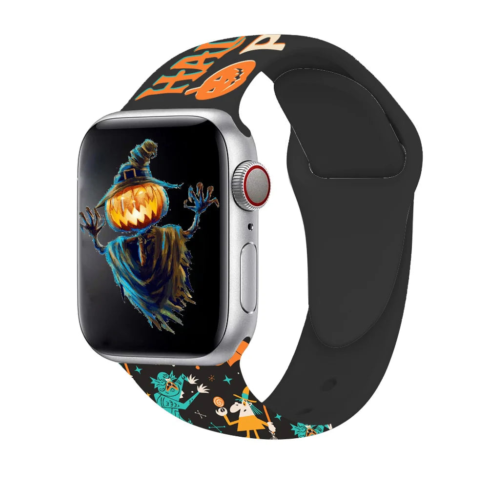 Halloween Strap for Apple Watch Band 45Mm 41Mm 44Mm 40Mm Silicone New Special Printed for Iwatch 38Mm 42Mm Iwatch 7 6 SE 5 4 3 2