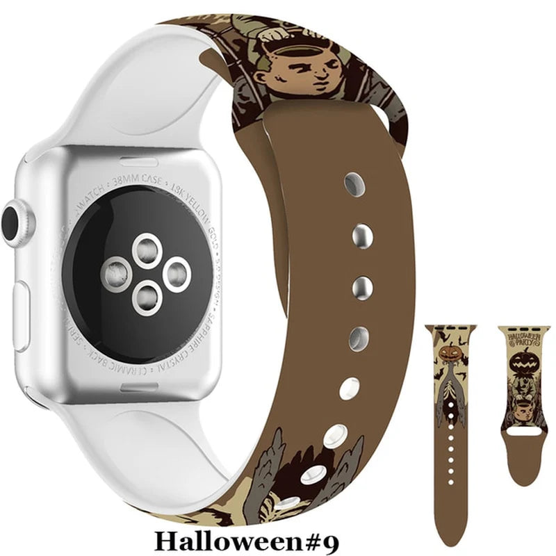 Halloween Strap for Apple Watch Band 45Mm 41Mm 44Mm 40Mm Silicone New Special Printed for Iwatch 38Mm 42Mm Iwatch 7 6 SE 5 4 3 2