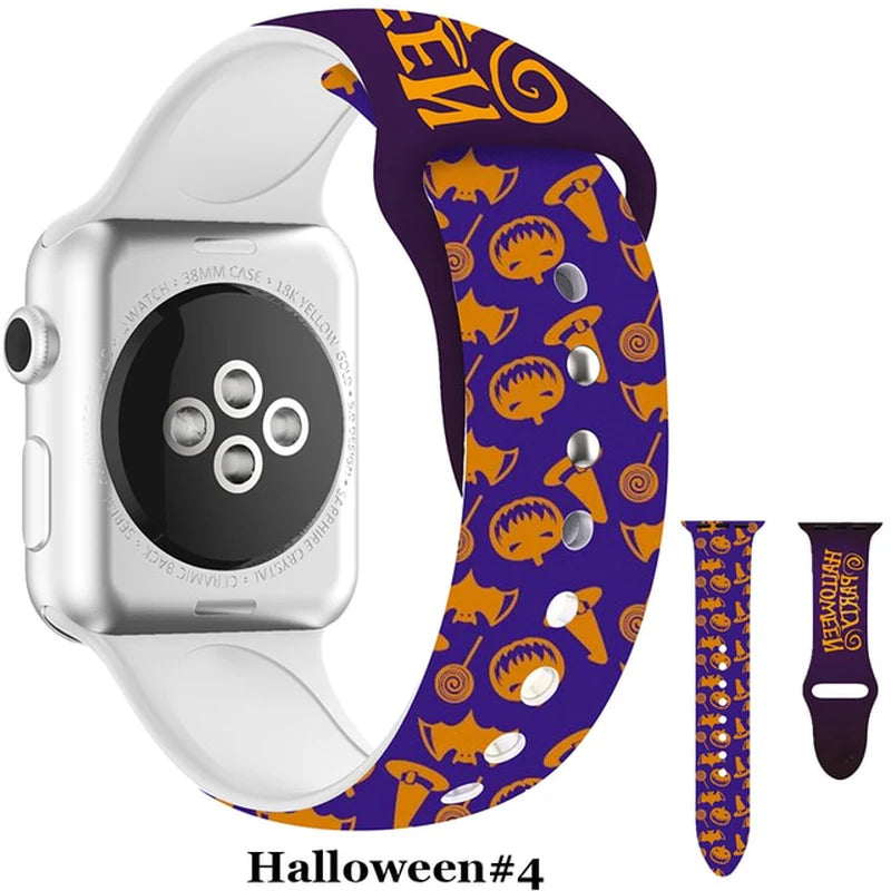 Halloween Strap for Apple Watch Band 45Mm 41Mm 44Mm 40Mm Silicone New Special Printed for Iwatch 38Mm 42Mm Iwatch 7 6 SE 5 4 3 2