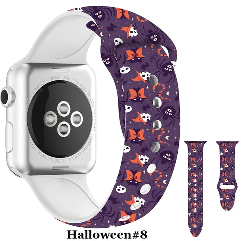 Halloween Strap for Apple Watch Band 45Mm 41Mm 44Mm 40Mm Silicone New Special Printed for Iwatch 38Mm 42Mm Iwatch 7 6 SE 5 4 3 2