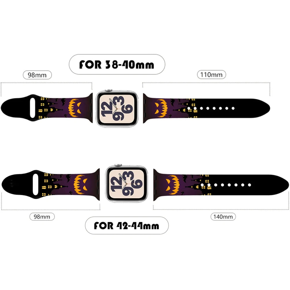 Halloween Strap for Apple Watch Band 45Mm 41Mm 44Mm 40Mm Silicone New Special Printed for Iwatch 38Mm 42Mm Iwatch 7 6 SE 5 4 3 2