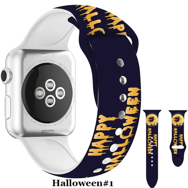 Halloween Strap for Apple Watch Band 45Mm 41Mm 44Mm 40Mm Silicone New Special Printed for Iwatch 38Mm 42Mm Iwatch 7 6 SE 5 4 3 2