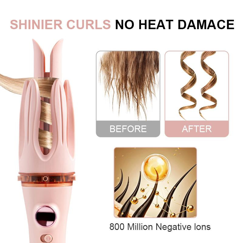 Mayeya Automatic Curling & Straightening Iron - Pink Multifunctional Styler with Dual Swivel & Anti-Iron Feature - Heat Free Styler for Natural Waves - Travel Friendly Lazy Curling Tool
