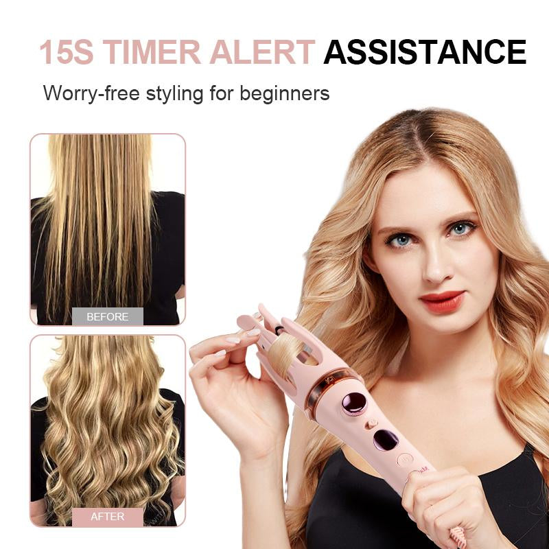 Mayeya Automatic Curling & Straightening Iron - Pink Multifunctional Styler with Dual Swivel & Anti-Iron Feature - Heat Free Styler for Natural Waves - Travel Friendly Lazy Curling Tool