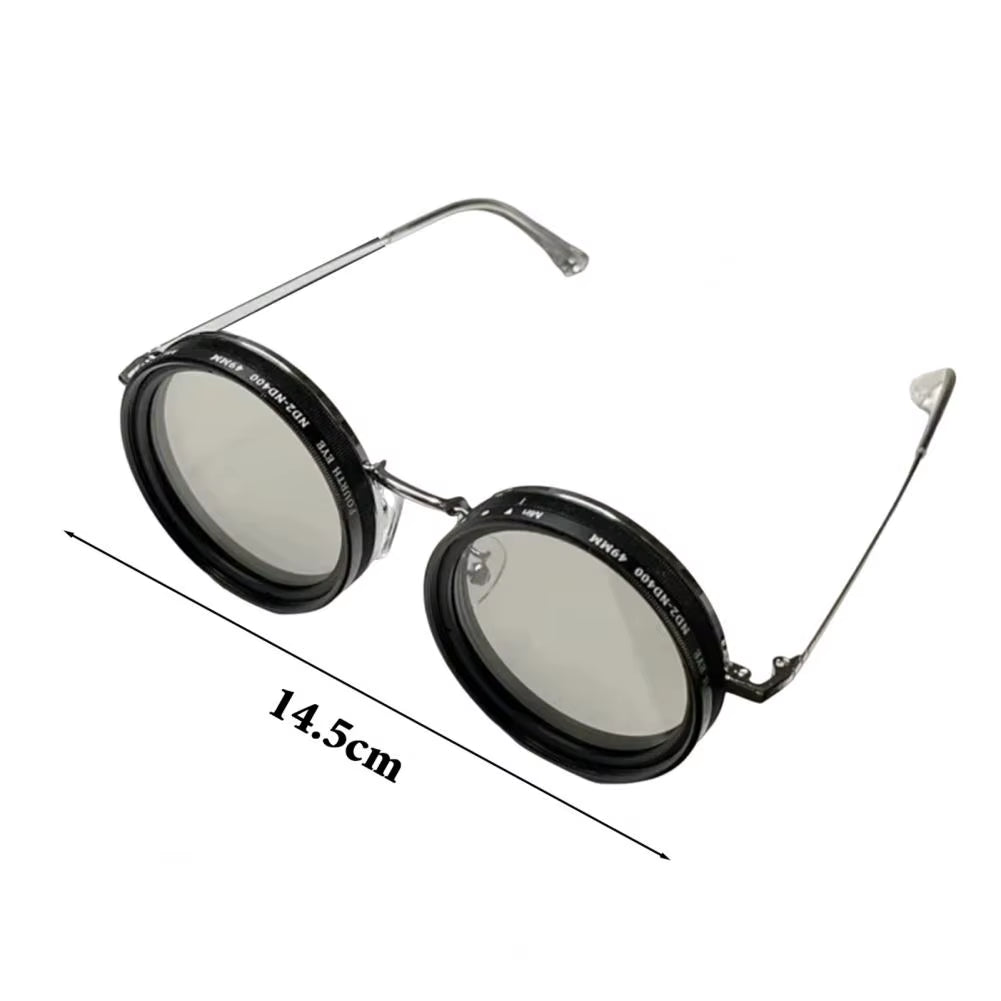 Rounded Polarized Sunglasses 1-9 Gears Adjustable Sun Glasses with ND Filter Lenses Glasses Trendy Eyewear for Men Women Driving