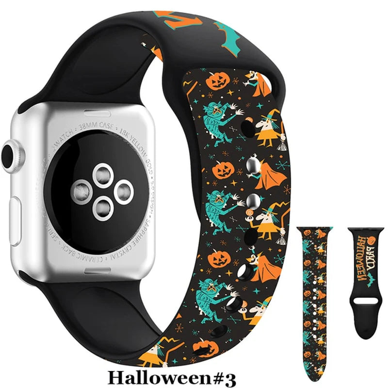 Halloween Strap for Apple Watch Band 45Mm 41Mm 44Mm 40Mm Silicone New Special Printed for Iwatch 38Mm 42Mm Iwatch 7 6 SE 5 4 3 2