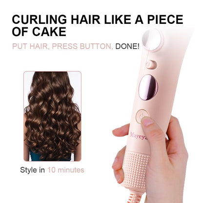 Mayeya Automatic Curling & Straightening Iron - Pink Multifunctional Styler with Dual Swivel & Anti-Iron Feature - Heat Free Styler for Natural Waves - Travel Friendly Lazy Curling Tool