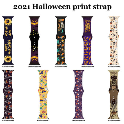 Halloween Strap for Apple Watch Band 45Mm 41Mm 44Mm 40Mm Silicone New Special Printed for Iwatch 38Mm 42Mm Iwatch 7 6 SE 5 4 3 2