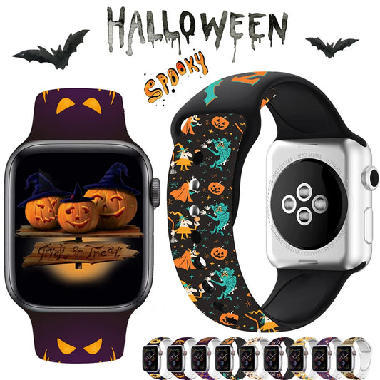 Halloween Strap for Apple Watch Band 45Mm 41Mm 44Mm 40Mm Silicone New Special Printed for Iwatch 38Mm 42Mm Iwatch 7 6 SE 5 4 3 2