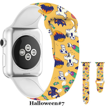 Halloween Strap for Apple Watch Band 45Mm 41Mm 44Mm 40Mm Silicone New Special Printed for Iwatch 38Mm 42Mm Iwatch 7 6 SE 5 4 3 2