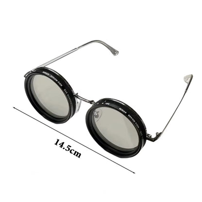 Rounded Polarized Sunglasses 1-9 Gears Adjustable Sun Glasses with ND Filter Lenses Glasses Trendy Eyewear for Men Women Driving
